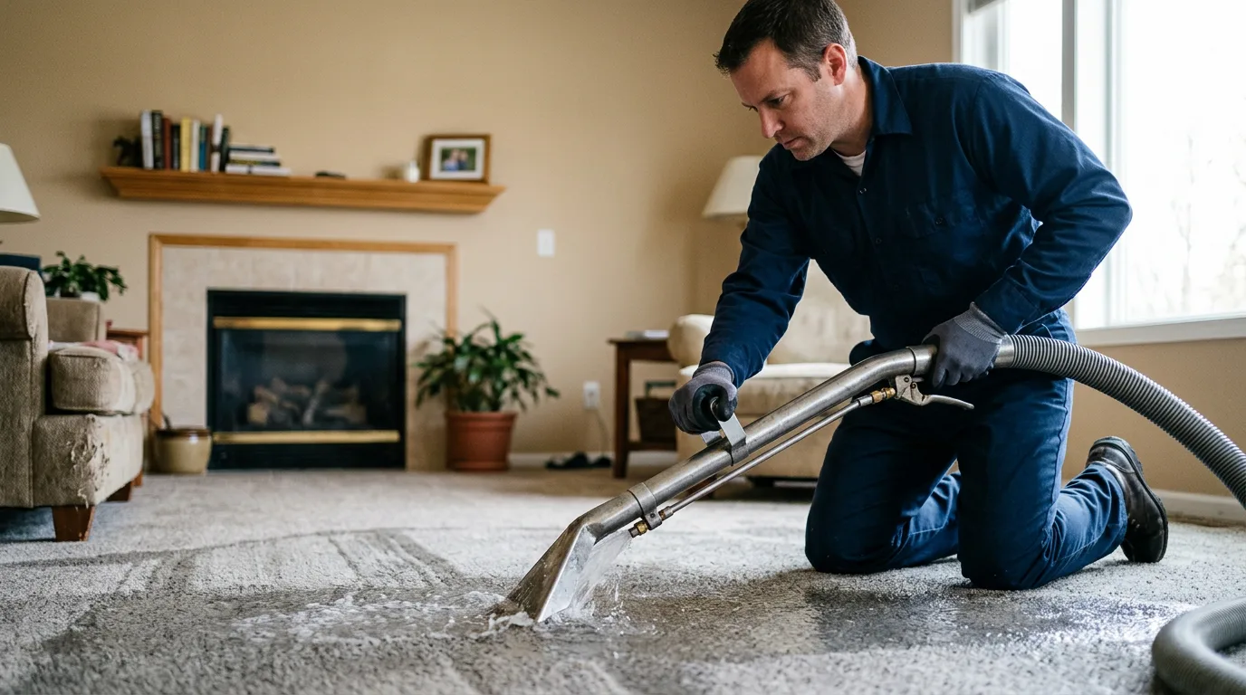 Water damage restoration technician working near Shoemakersville, PA